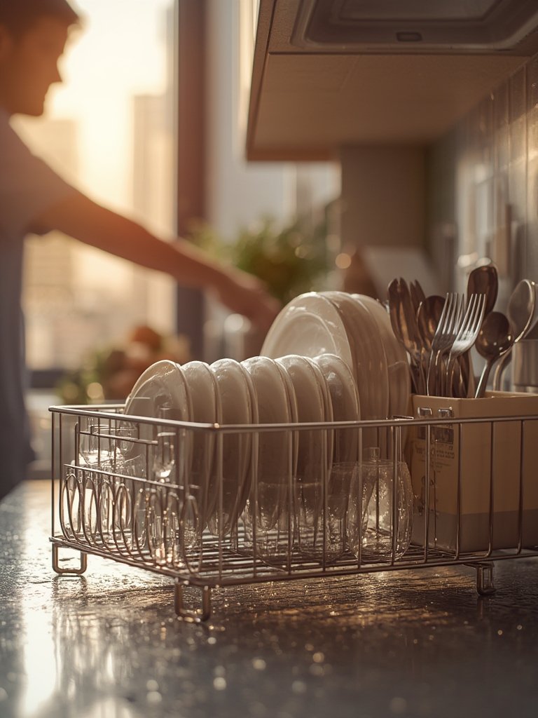 Sakugi Stainless Steel Dish Drying Rack review in action