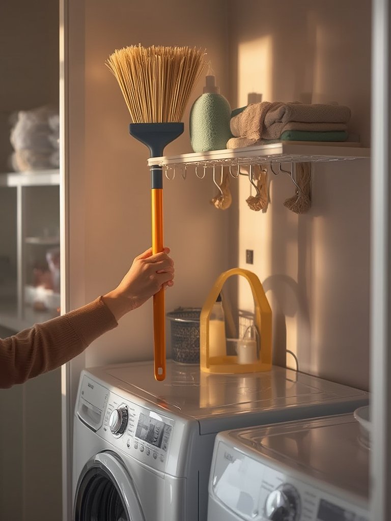 Amazon Basics Rectangular Heavy Duty Wall Mount Broom and Mop Holder review in action