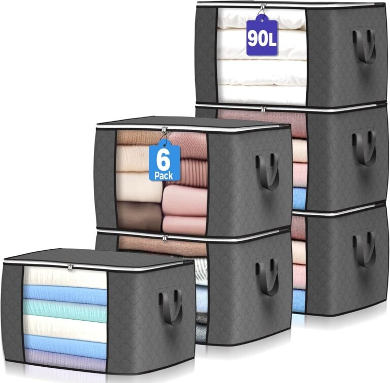 Budding Joy 90L storage bags 6-pack foldable gray closet organizers